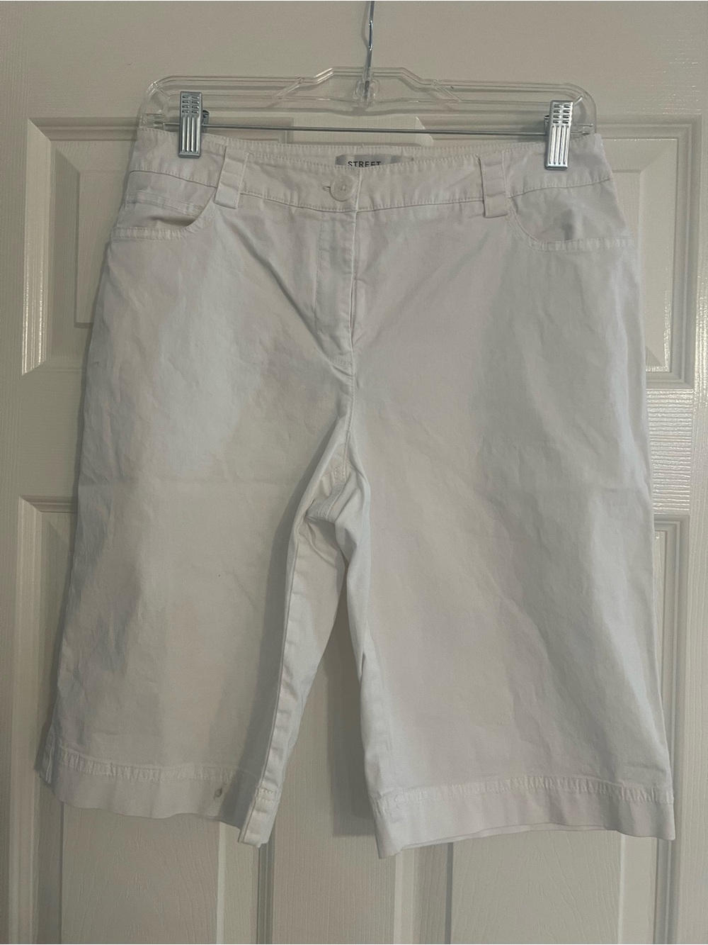 Women's White Knee-Length Shorts -